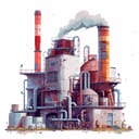 Digital illustration of a factory with fumes coming out of a chimney