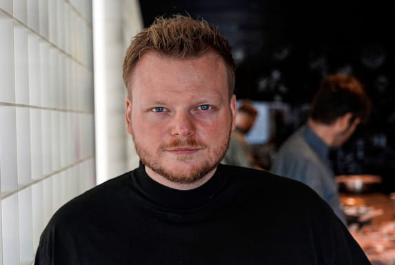 Rasmus Munk, co-owner and chef of Alchemist restaurant, poses inside Alchemist’s kitchen, in Copenhagen, Denmark, Monday May 6, 2024. 