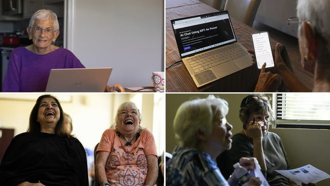 Barbara Winston uses a computer at her home in Northbrook, Ill., on Sunday, June 30, 2024, several days after taking an introduction to artificial intelligence class at a local senior center. 