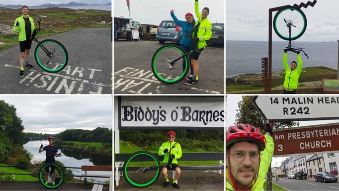 Eamonn Keaveney crossing Ireland on a unicycle.