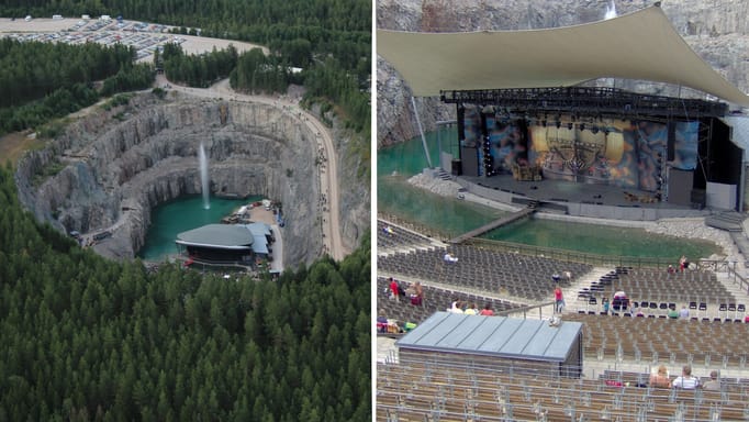 aerial view of Dalhalla; Dalhalla stage before the concert