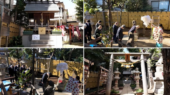 Kisho Jinja shrine; people praying at Kisho Jinja shrine