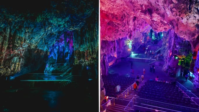 St Micahel's Cave; stage before the concert at St Micahel's Cave